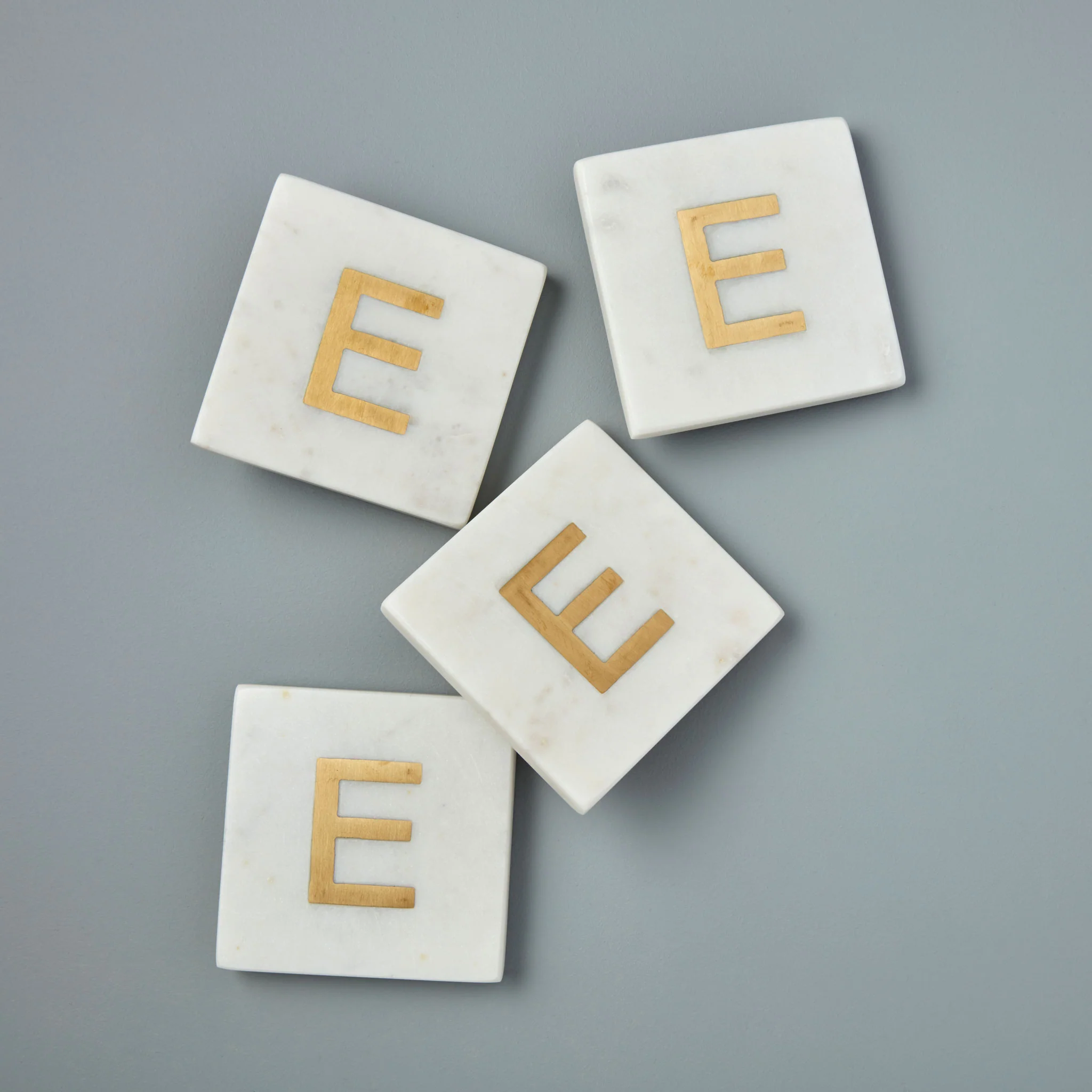 Convenient Verona Marble Monogram Coasters Set of 4 – Letter E Sophisticated
