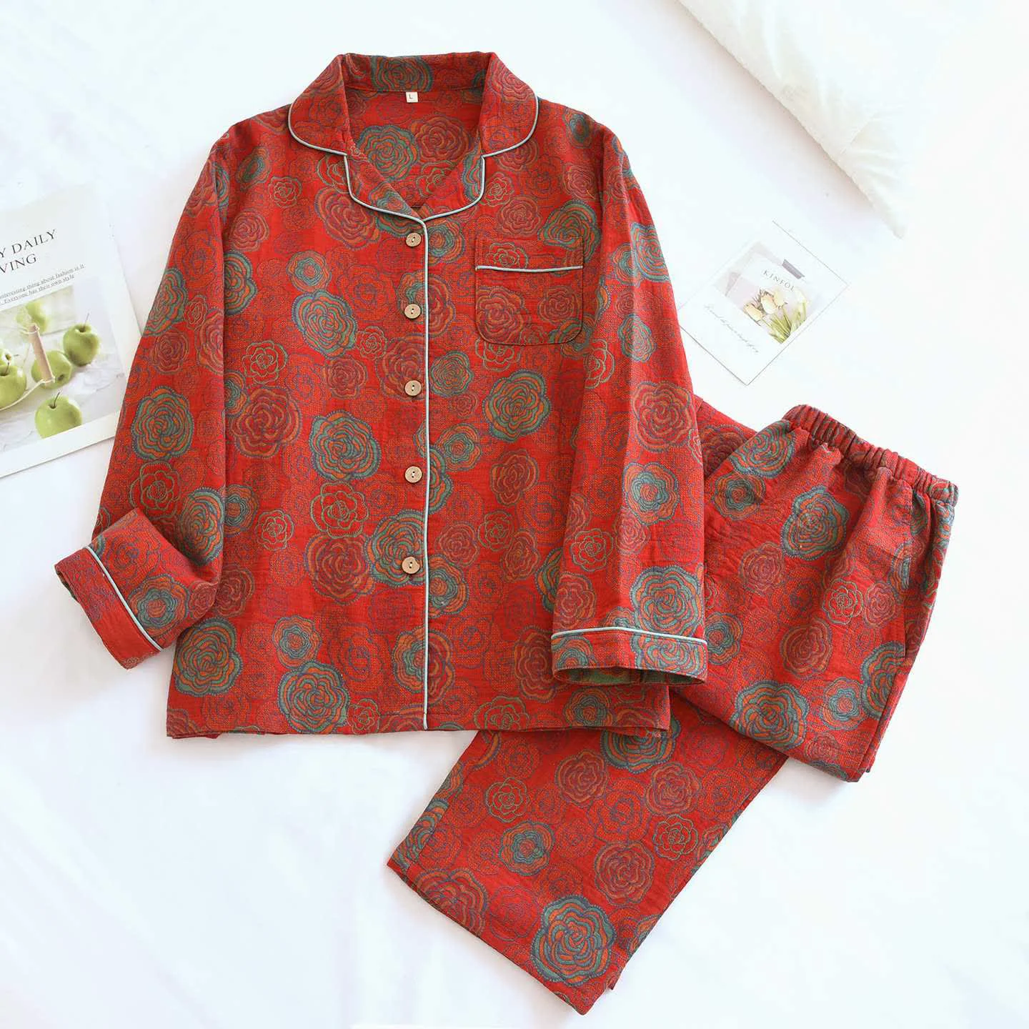 Lightweight Ownkoti Camellia Pure Cotton Loungewear Set Convenient