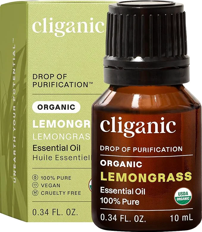 Classic Cliganic USDA Organic Lemongrass Essential Oil Long-Lasting