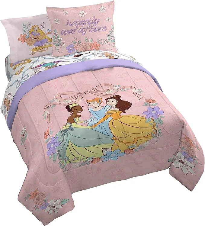 Fine Crafted Jay Franco Kids Comforter Set Includes Sheets and Pillow Covers – Soft and Cozy Bed Set for Stylish Room Decor Pink – Disney Princess 7 Piece Queen Professional
