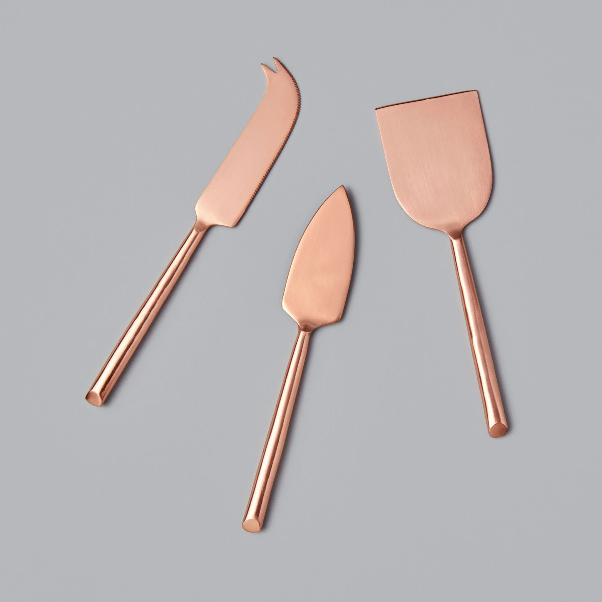Solid Matte Copper Cheese Knife Set of 3 Certified