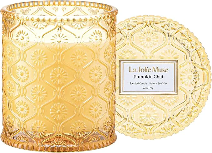 Trendy LA JOLIE MUSE Pumpkin Chai Candle – Pumpkin Spicy Chai Vanilla Scent 6 oz Top-Quality
