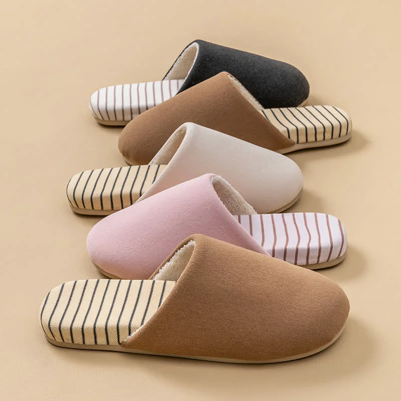 High-End Ownkoti Striped Sole Plush-Lined House Slippers Expertly Made