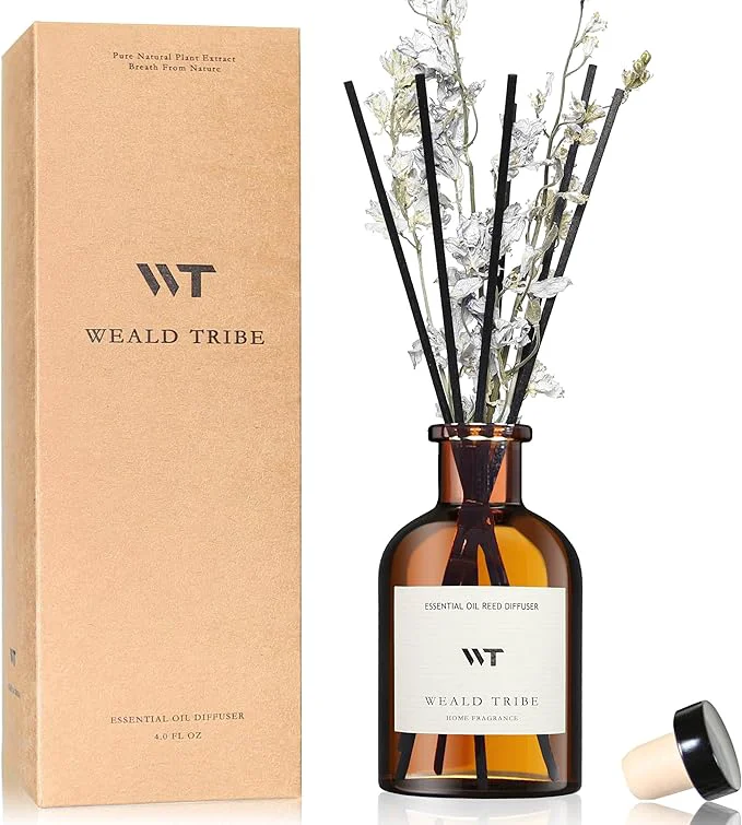 Green WEALD TRIBE Reed Diffuser Set for Bathroom Air Fresheners Oil Diffuser Sticks High-Performance