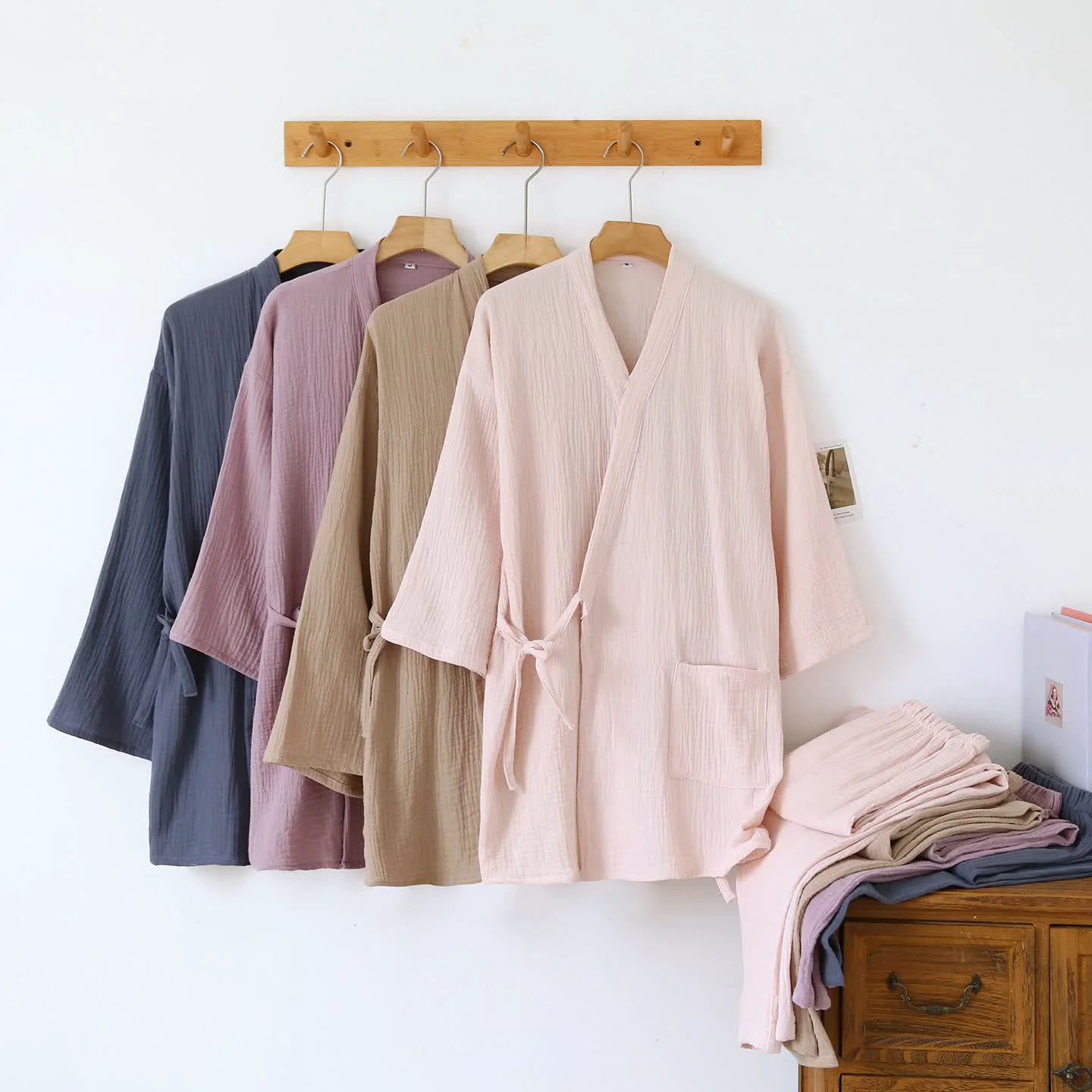 Responsible Ownkoti Unisex Minimalist Cotton Gauze Kimono Loungewear Smooth