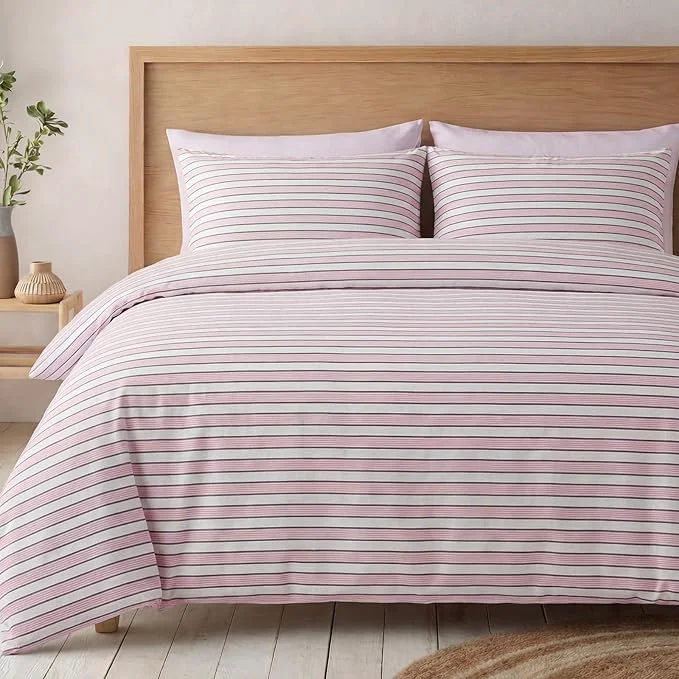 Solid Bedbay Cotton Striped Duvet Cover Set King Size Soft Blush Pink Stripe Bedding Set Cotton Sateen Minimal Casual Hotel Style Duvet Cover 3 Piece for All Seasons High-Performance