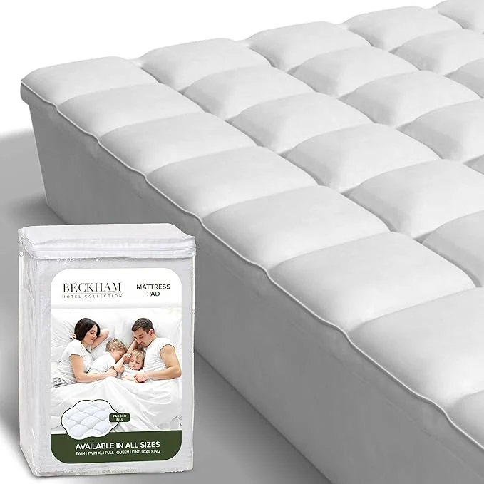 Practical Beckham Hotel Collection King Size Mattress Pad Extra Padded amp Protector Hybrid – Quilted Pillow Top Mattress Cover – Thick Plush Fitted Mattress Topper for Bed Convenient