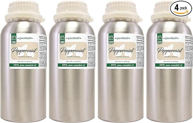 High-Grade GreenHealth Peppermint Essential Oil – 4 Pack – Pure Uncut – Strong Durable