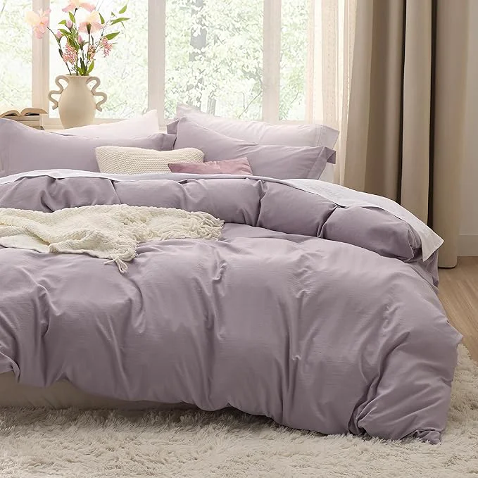 Carefully Designed Bedsure Dusty Purple Duvet Cover Queen Size – 3 Pieces Prewashed Cotton-Like Polyester Extra Soft Bedding Set Includes 1 Duvet Cover 90×90 Inches with Zipper Closure amp 2 Pillow Shams No Comforter Enhanced