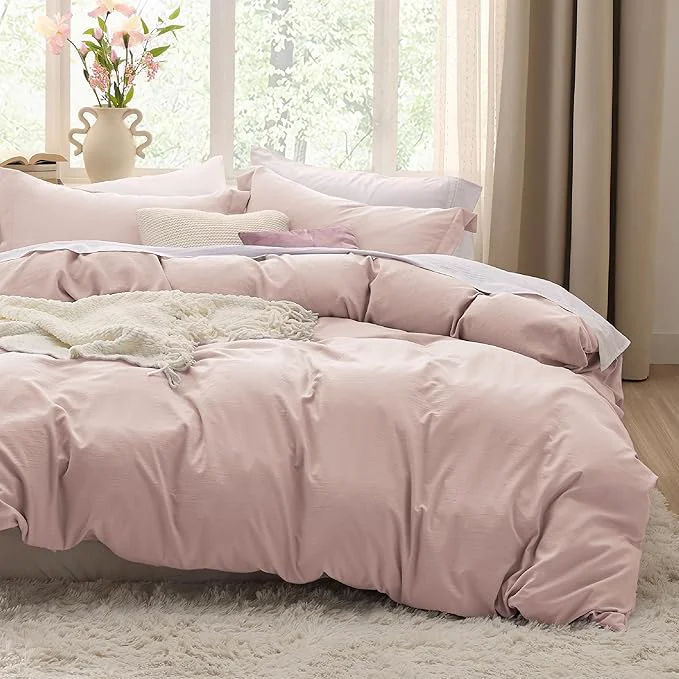 High-Grade Bedsure Rose Pink Twin Duvet Cover – 2 Pieces Prewashed Extra Soft Bedding Set Includes 1 Duvet Cover Twin Size 68×90 Inches with Zipper Closure amp 1 Pillow Sham Comforter Not Included Consistent