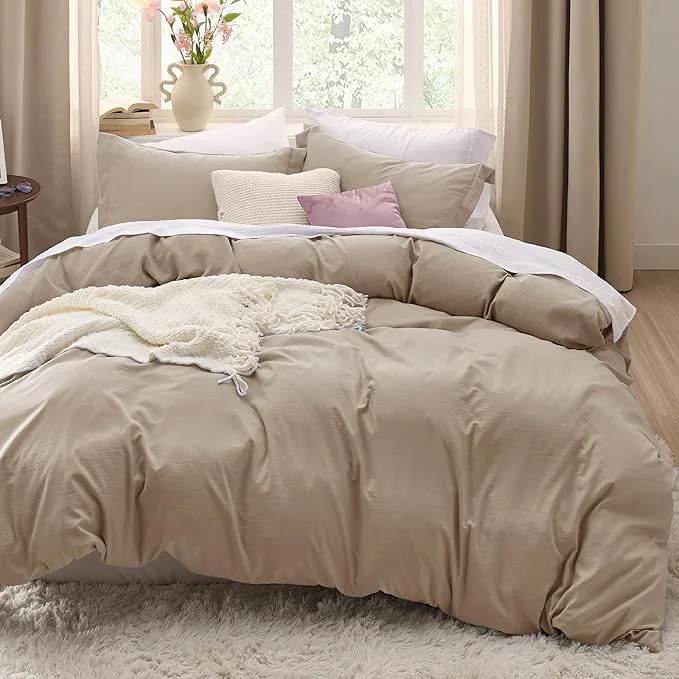 Powerful Bedsure Light Brown California King Duvet Cover – Prewashed Cotton-Like Extra Soft Bedding Set Includes 1 Cal King Duvet Cover 104×98 Inches with Zipper Closure amp 2 Pillow Shams No Comforter High-End