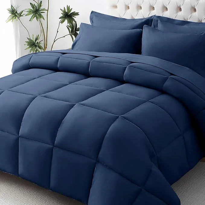Consistent JOLLYVOGUE Twin Comforter Set Ultra-Soft Bed in a Bag Twin Size 5 Pieces Oeko-TEX Bedding Set with Down Comforter Sheets Pillowcases amp Shams Navy High-Quality