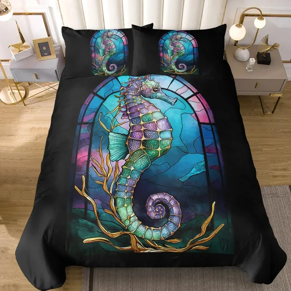 Eco-Friendly Seahorse Duvet Cover Certified