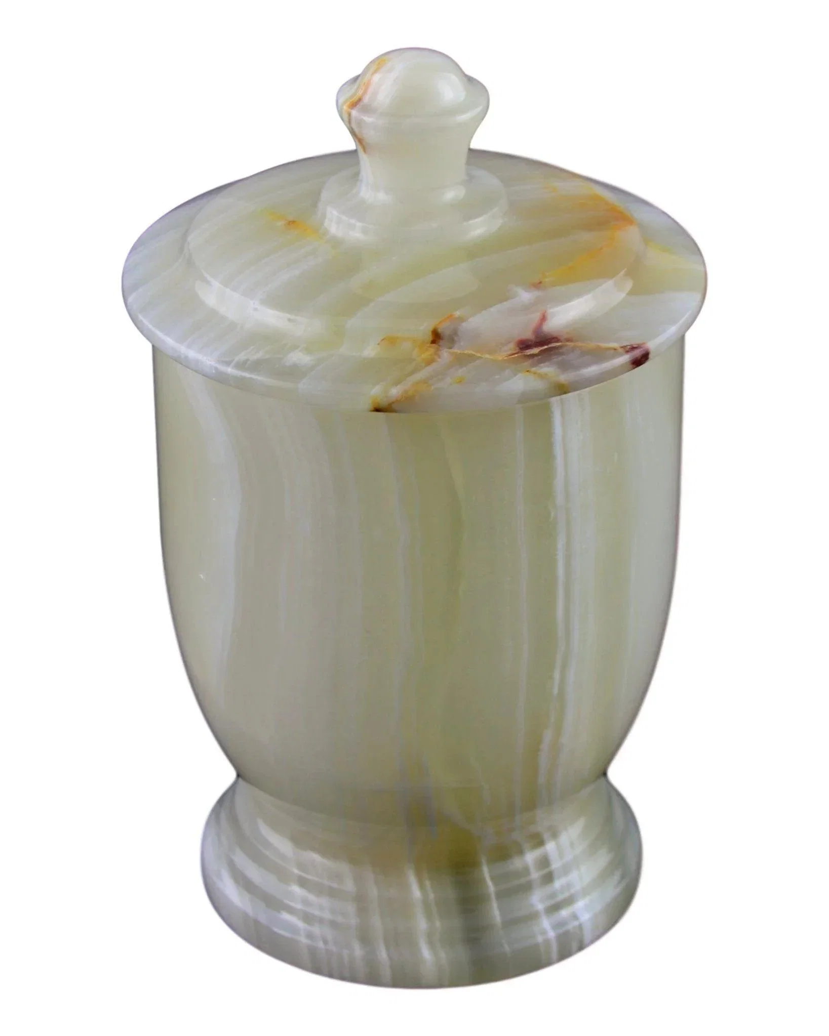 Durable Decorative Jars Cotton Ball Holder of Pistachio Onyx Organic