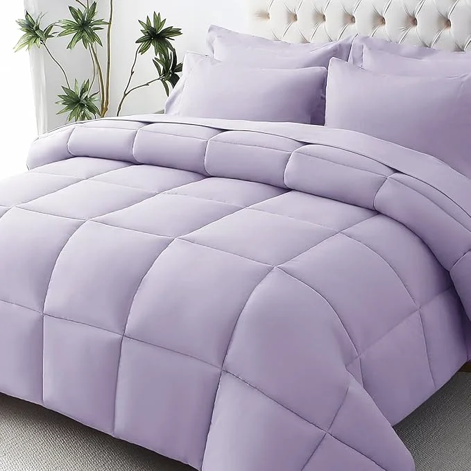 Premium JOLLYVOGUE Full Comforter Set Ultra-Soft Bed in a Bag Full Size 7 Pieces Oeko-TEX Bedding Set with Down Comforter Sheets Pillowcases amp Shams Lavender Minimalist