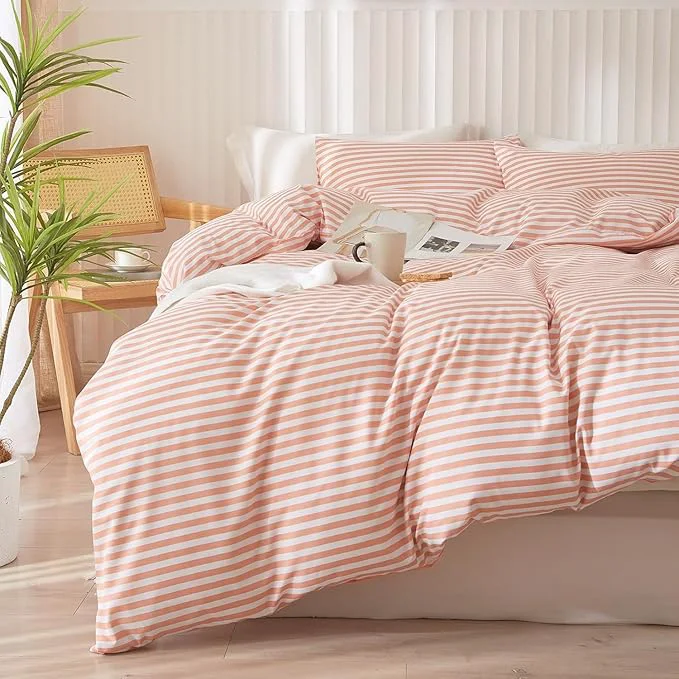 Luxury Striped Comforter Set Queen Size Fluffy Soft Striped Bedding Comforter Pink White Stripes Pattern Queen Comforter for All Season Lightweight Bedding Comforter 3 Pieces Boho Stripe Comforter Set Outstanding