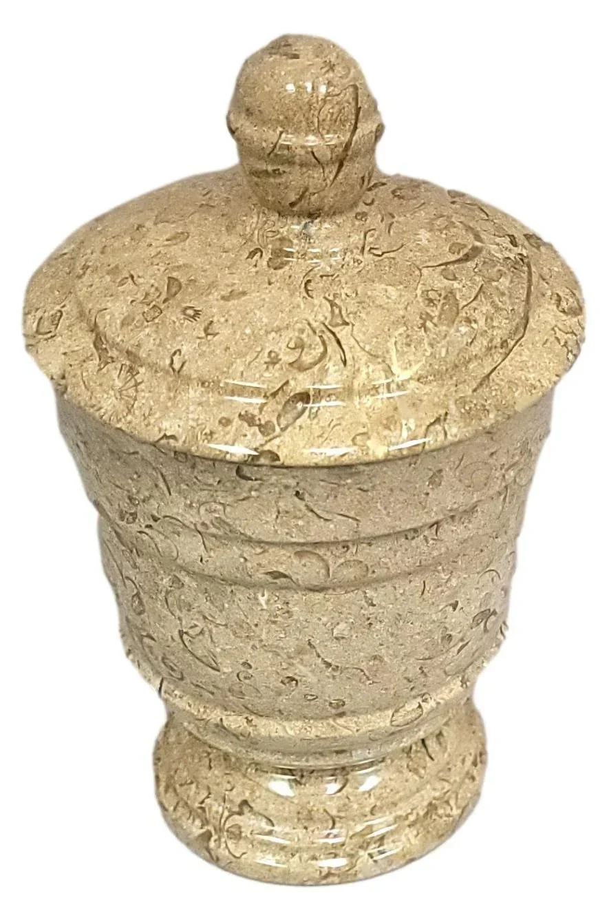 Original Design Fossil Stone Bathroom Canister Cotton Ball Holder Elite