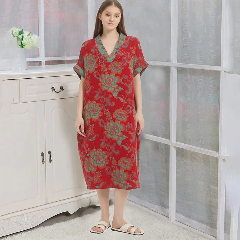 Genuine Ownkoti Floral Double-Layer Cotton Gauze Nightgown Exclusive