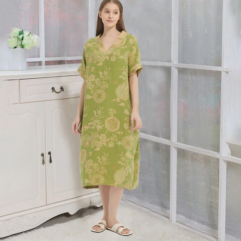 Refined Ownkoti Floral Cotton Double-Gauze Kaftan Nightgown Reliable