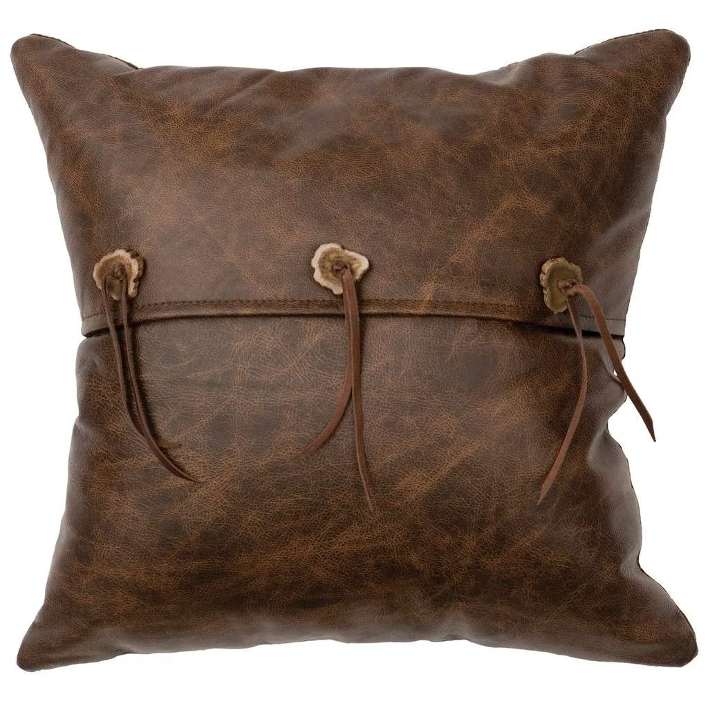 Luxury Wooded River Chief Joseph Leather Pillow – 12×18 Top-Quality