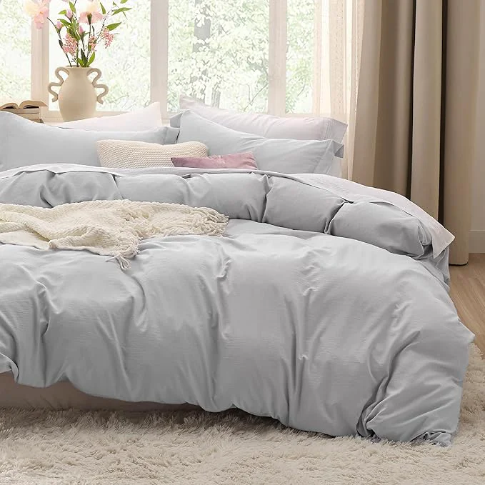 Effective Bedsure Light Grey Duvet Cover Full Size – 3 Pieces Prewashed Extra Soft Cotton-Like Polyester Bedding Set Includes 1 Duvet Cover 80×90 Inches with Zipper Closure amp 2 Pillow Shams No Comforter Contemporary