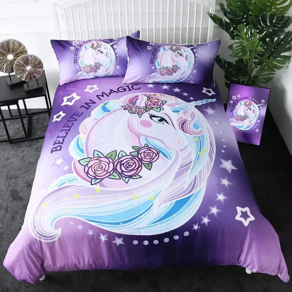 Organic Purple Unicorn Duvet Cover Comfortable