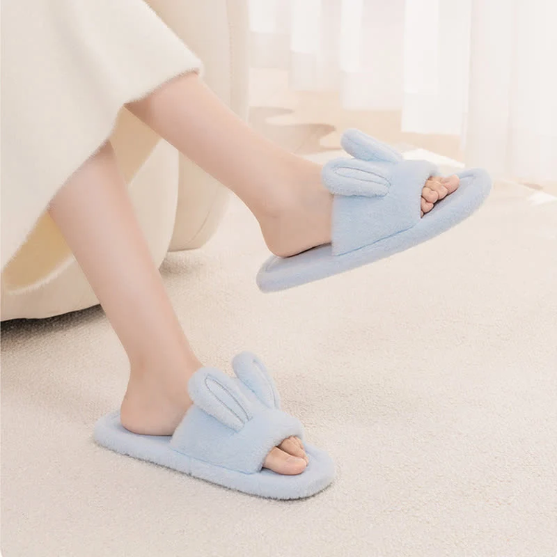 Certified Ownkoti Cute Bunny Plush Open-Toe Slippers Environmentally Friendly