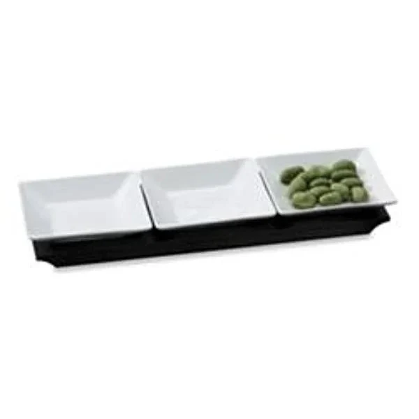 Practical Dipping Bowl Set with Wooden Base Set of Three Bowls Exceptional