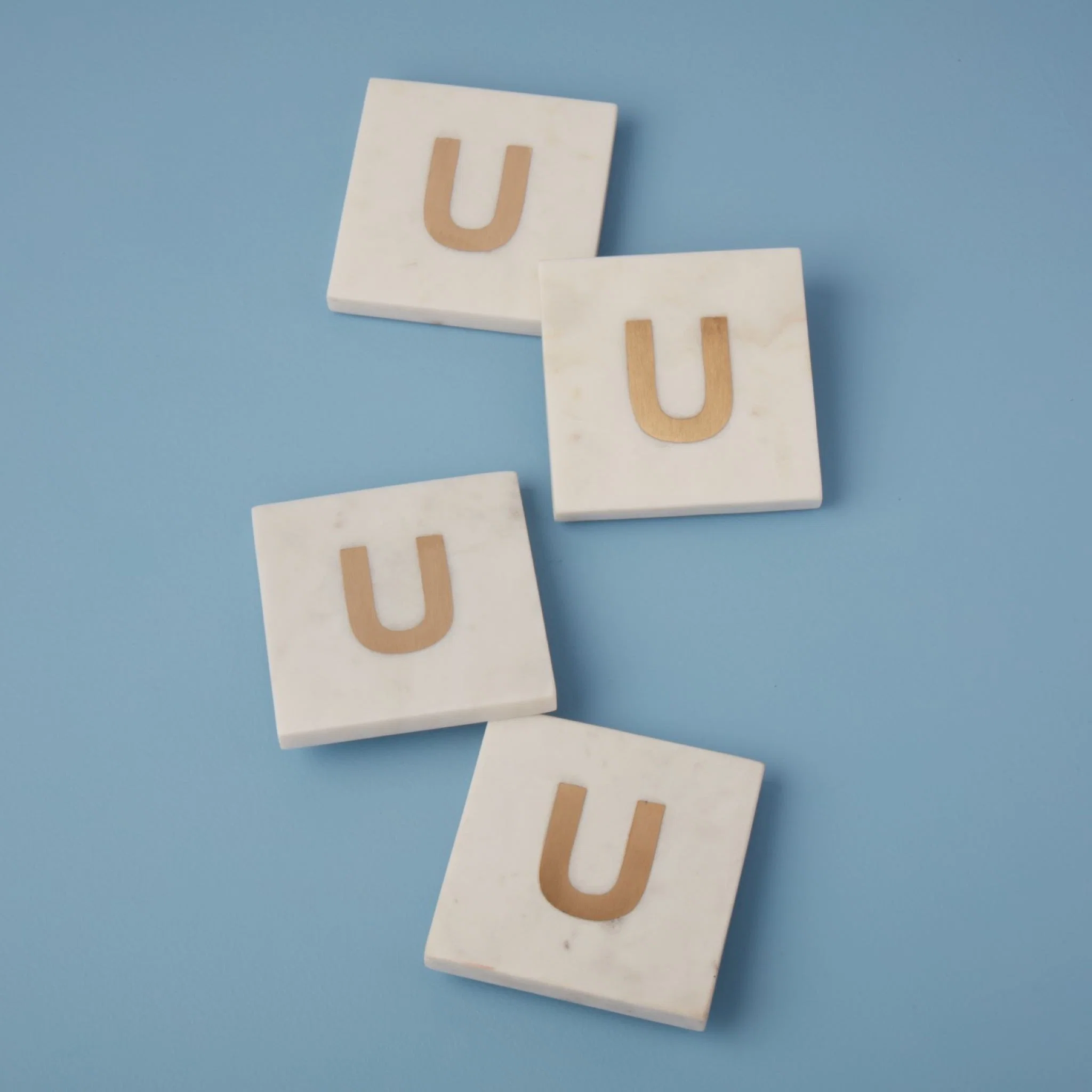 Safe Verona Marble Monogram Coasters Set of 4 – Letter U Crafted