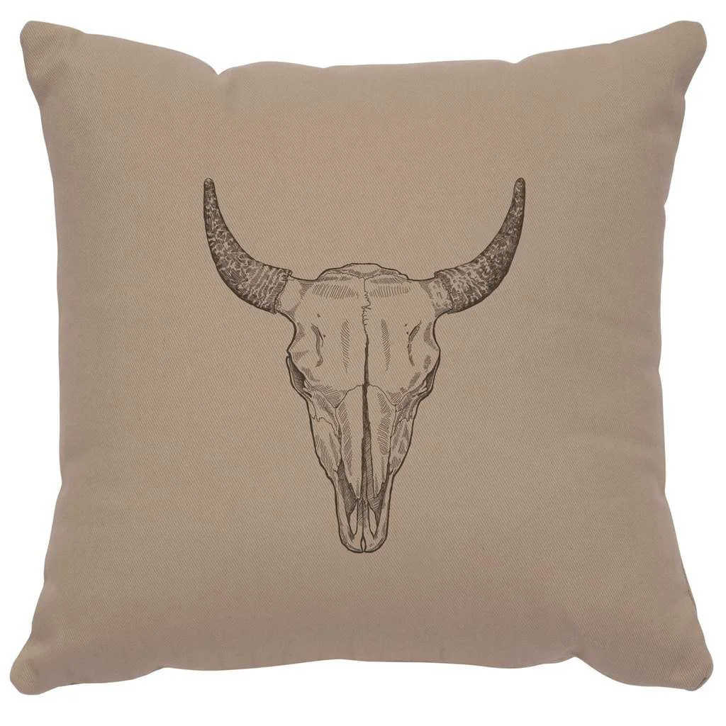 Long-Lasting quot Bull Skull quot Image Pillow – Cotton Alabaster Professional