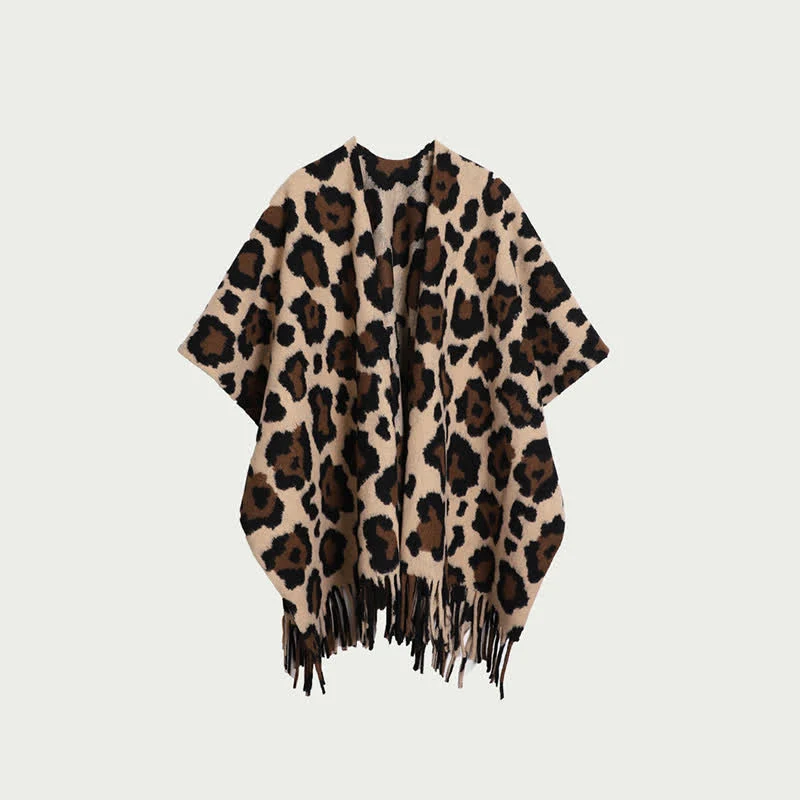 Premium Material Ownkoti Modern Leopard Print Fringe Shawl Blanket Crafted