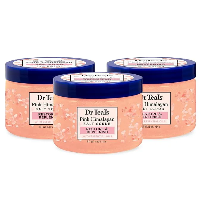 Flexible Dr Teal’s Pink Himalayan Salt Body Scrub Restore Replenish Durable