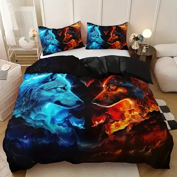 Efficient Wolf Flame Duvet Cover Carefully Designed