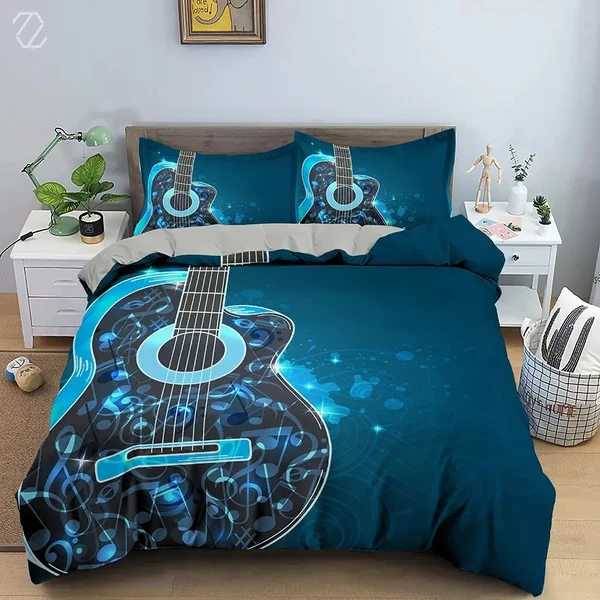 Verified 3D Guitar Duvet Cover Minimalist