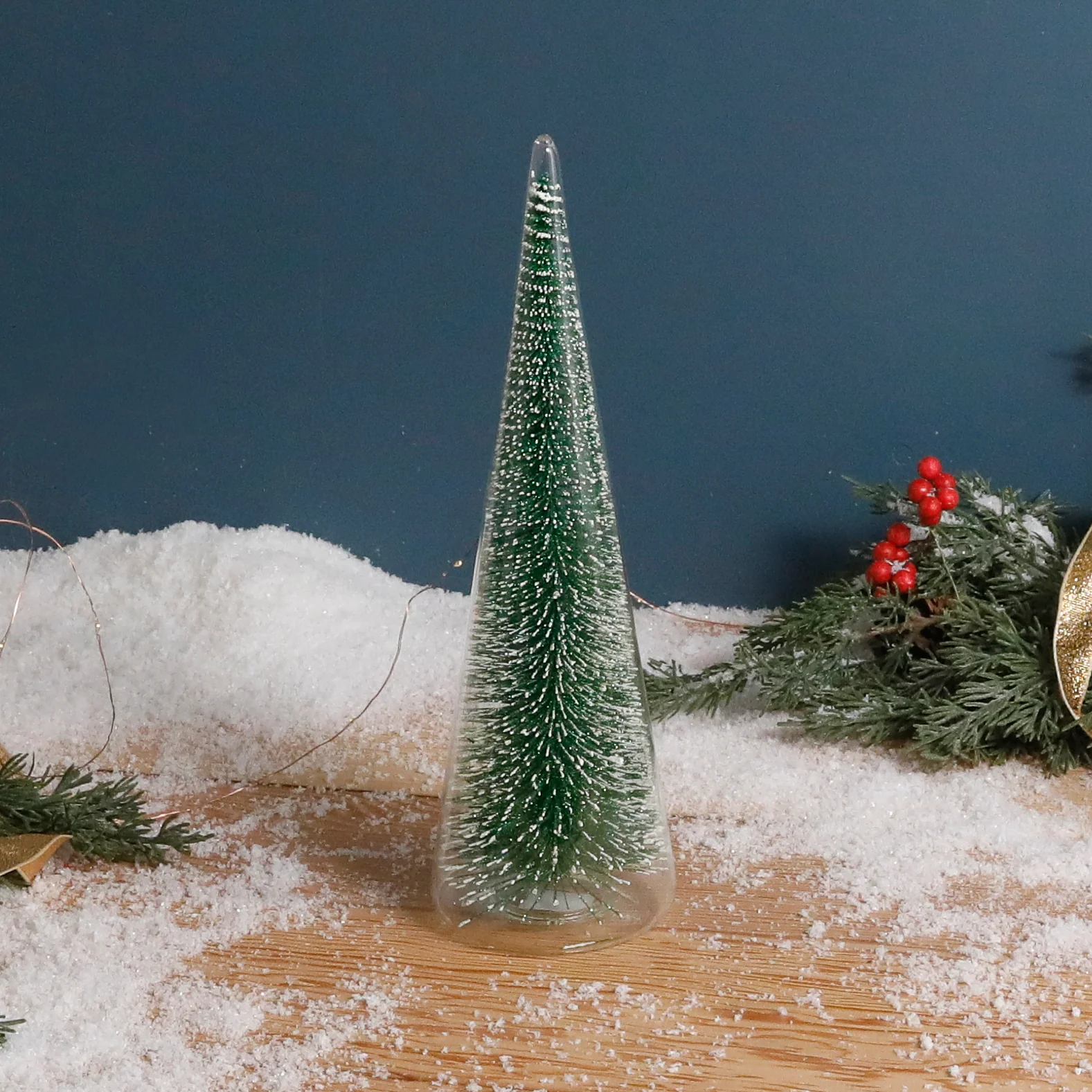 Trendy Modern Tree with Green Glitter Large Authentic