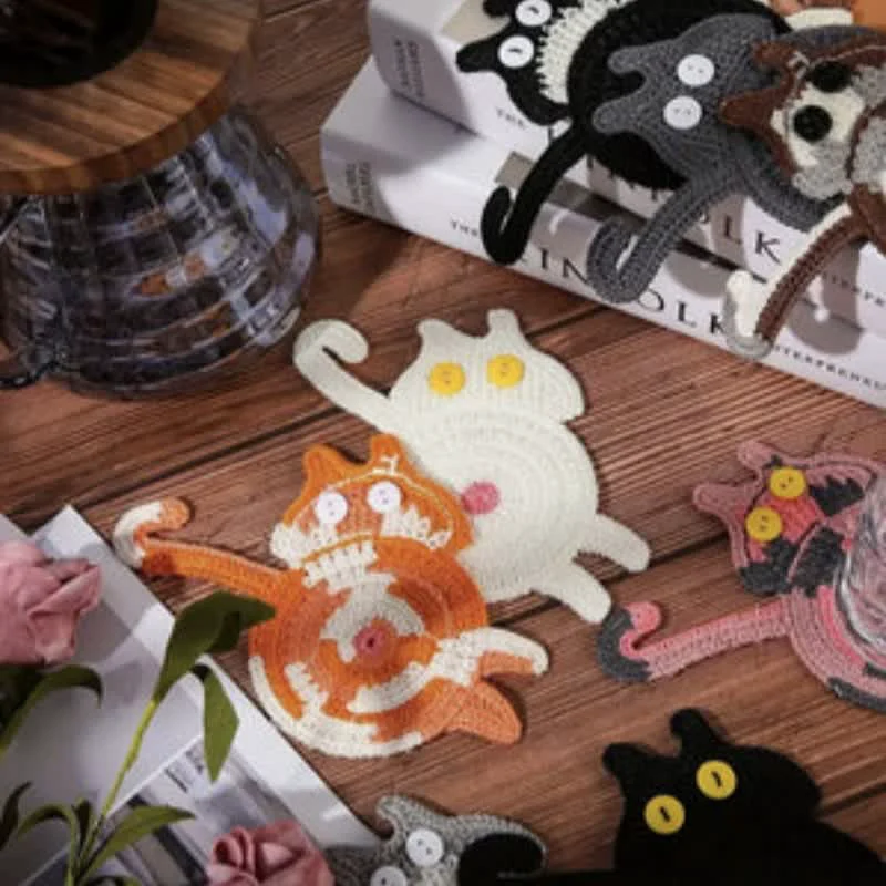 Official Ownkoti Cute Crochet Cat Butt Coaster Outstanding