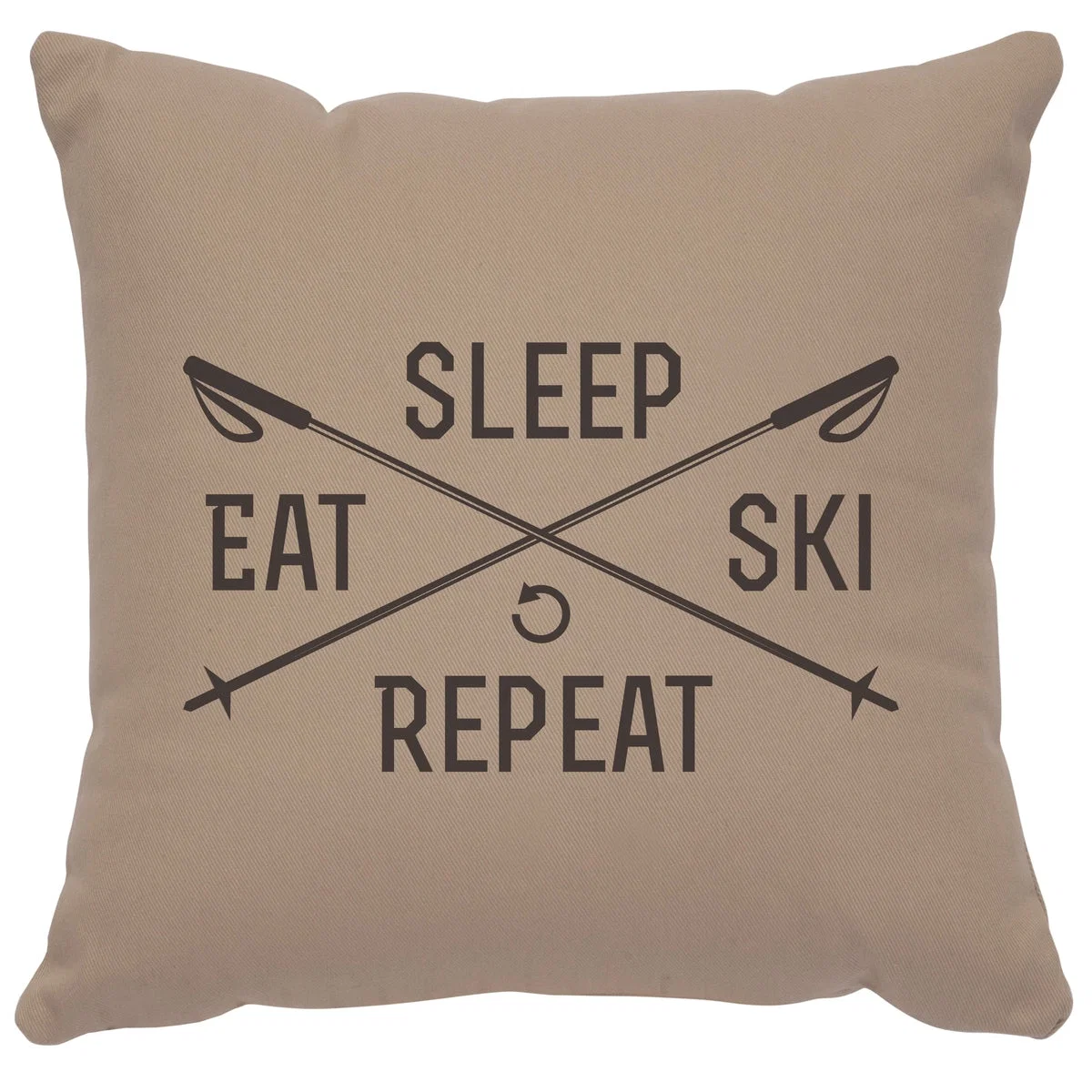 User-Friendly quot Sleep Eat Ski quot Image Pillow – Cotton Alabaster Smooth