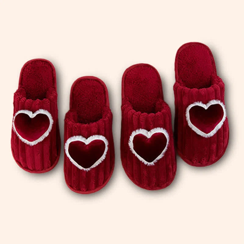 Trendy Ownkoti Red Heart Plush House Slippers Prestigious