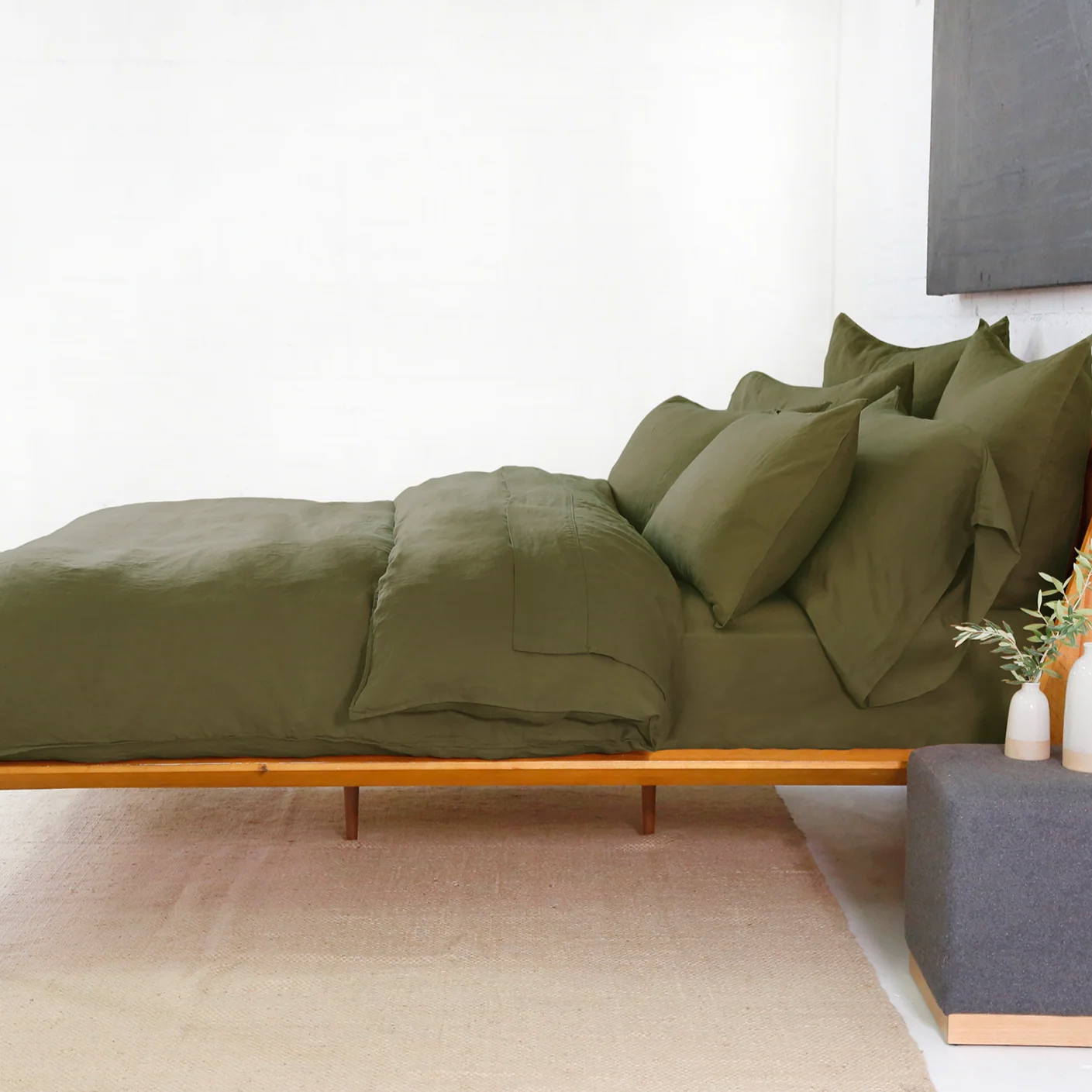 Detailed Parker Linen Queen Duvet Set Forest High-Performance
