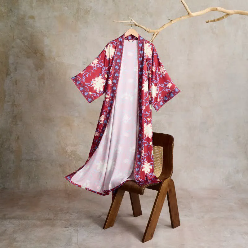 Optimized Ownkoti Retro Floral Kimono Style Bathrobe Elite