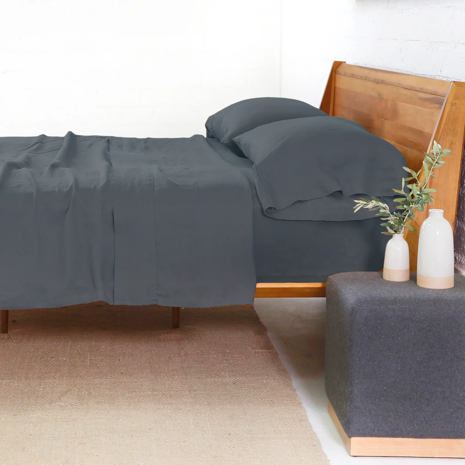 Fine Belgian Linen King Sheet Set Navy Efficient