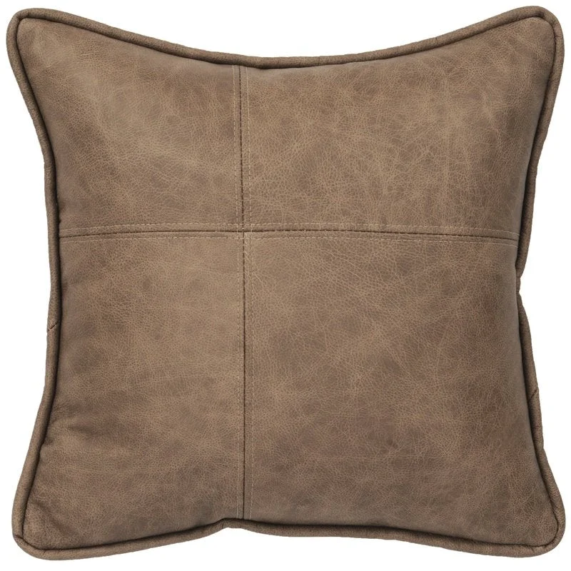 Trendy Mushroom Leather Panel Pillow 16×16 Prestigious