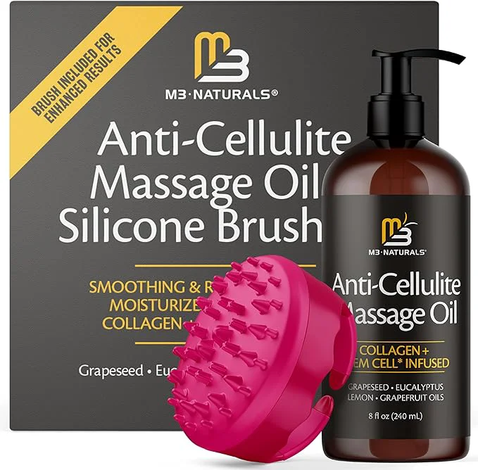 Elegant Anti Cellulite Massage Oil and Silicone Body Brush – Collagen and Stem Cell Official