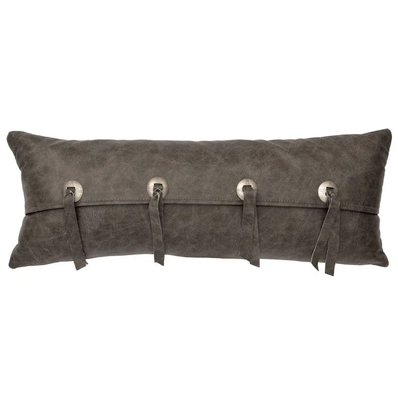 Sophisticated Saloon Grey Leather Pillow 10×26 Sustainable