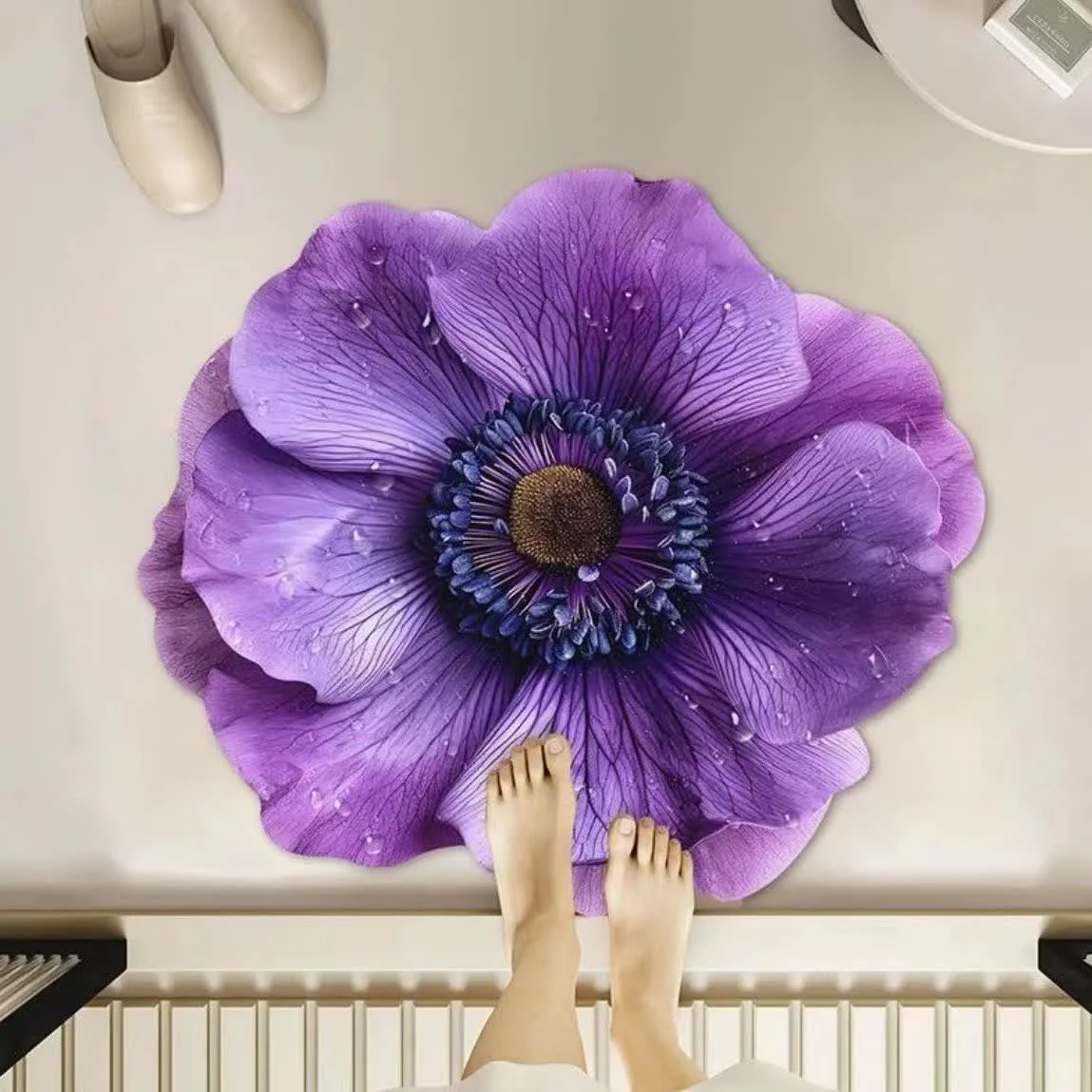 Carefully Designed Ownkoti Purple Floral 3D Effect Rug Classic