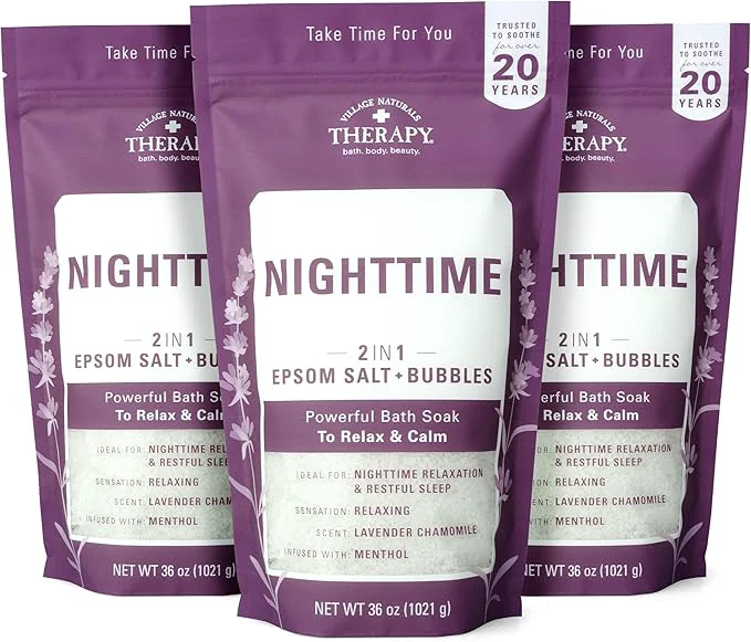 Detailed Village Naturals Therapy Nighttime Foaming Epsom Soak 36 Oz Eco-Friendly