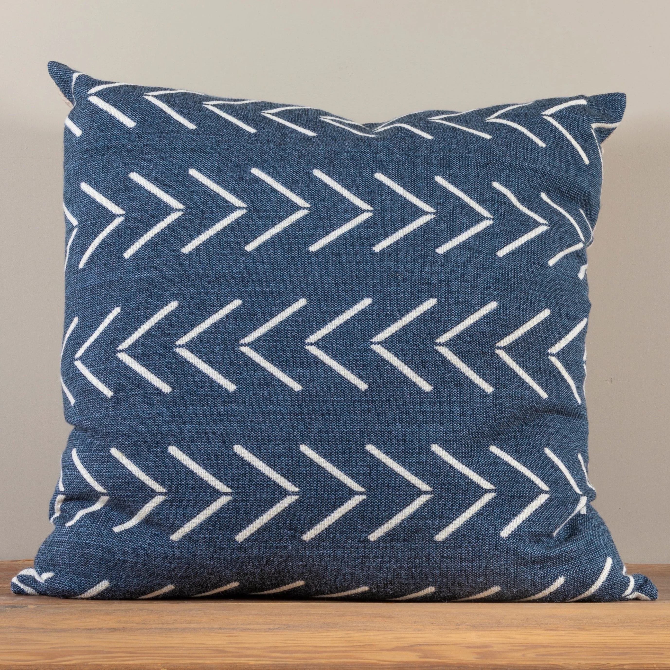 Genuine Alpaca Square Pillow Navy with Chevrons Recyclable