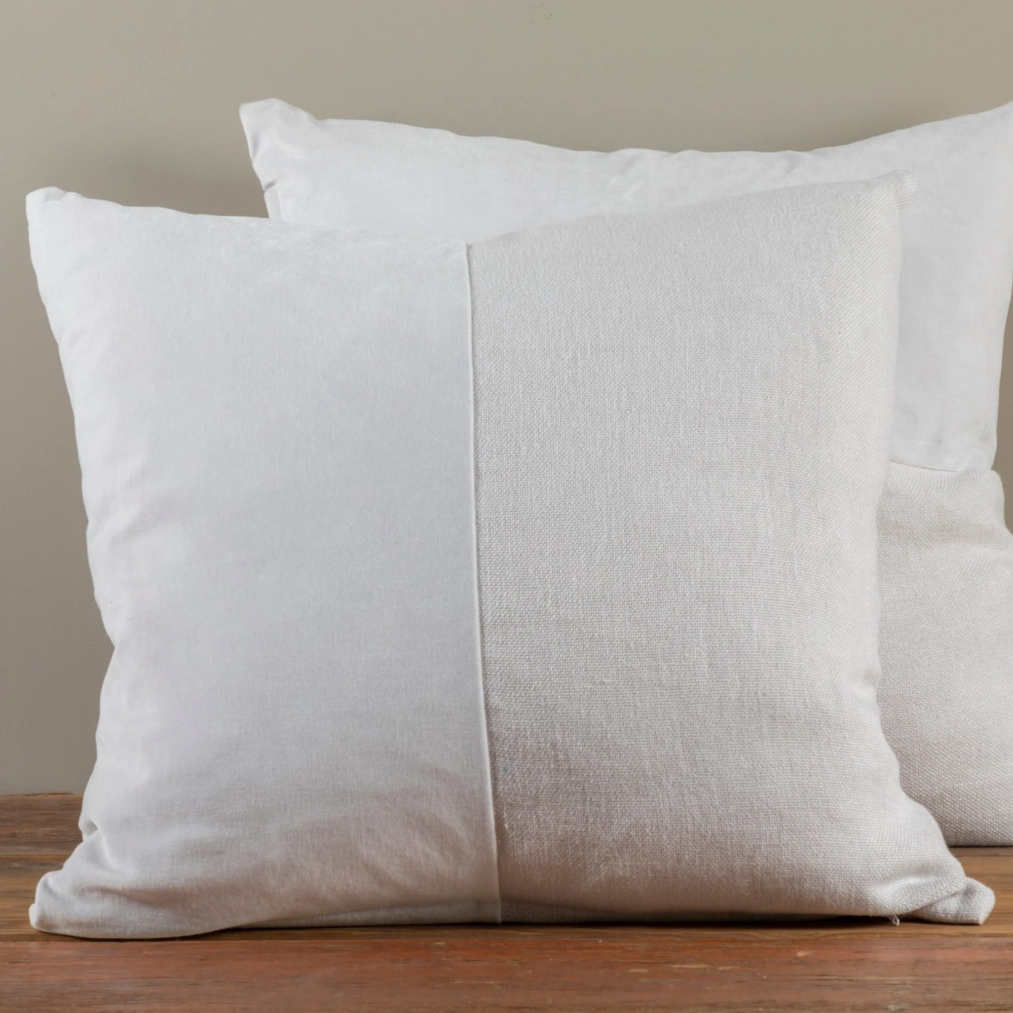 Recyclable Velvet amp Linen Square Pillow Pearl Grey Expertly Made