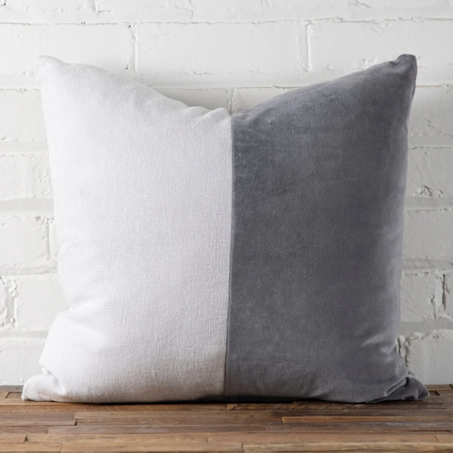 Next-Generation Velvet amp Linen Square Pillow Moonstone Crafted