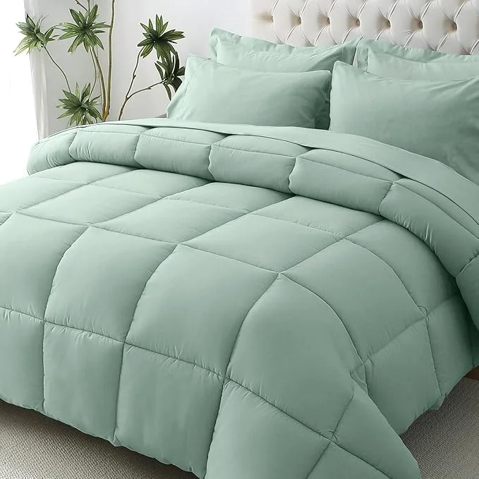 World-Class JOLLYVOGUE Twin Comforter Set Ultra-Soft Bed in a Bag Twin Size 5 Pieces Oeko-TEX Bedding Set with Down Comforter Sheets Pillowcases amp Shams Sage Green Genuine